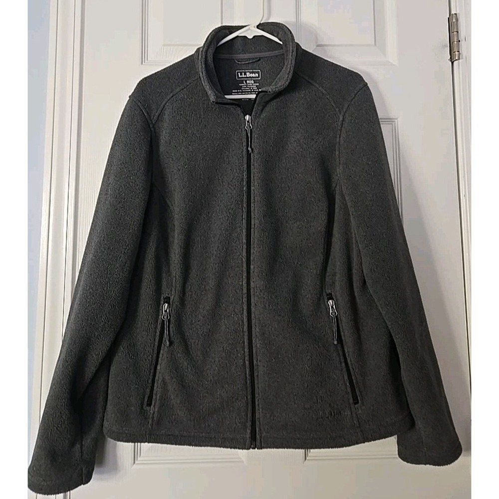 LL Bean Womens‎ Polartec Fleece Jacket Full Zip w/ Pockets Grey Size Large